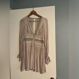 Free People Chic Beige Hippie Boho Dress